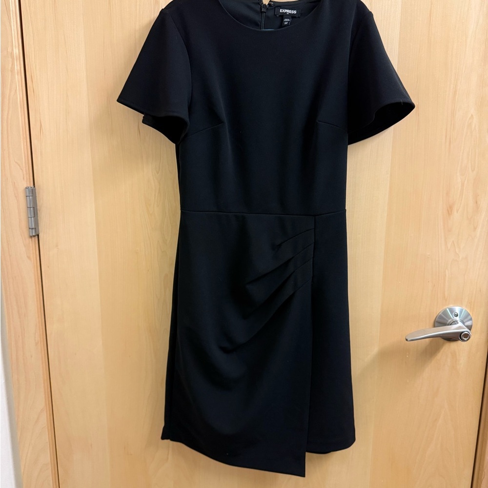 Express Black Short Sleeve Draped Sheath Dress